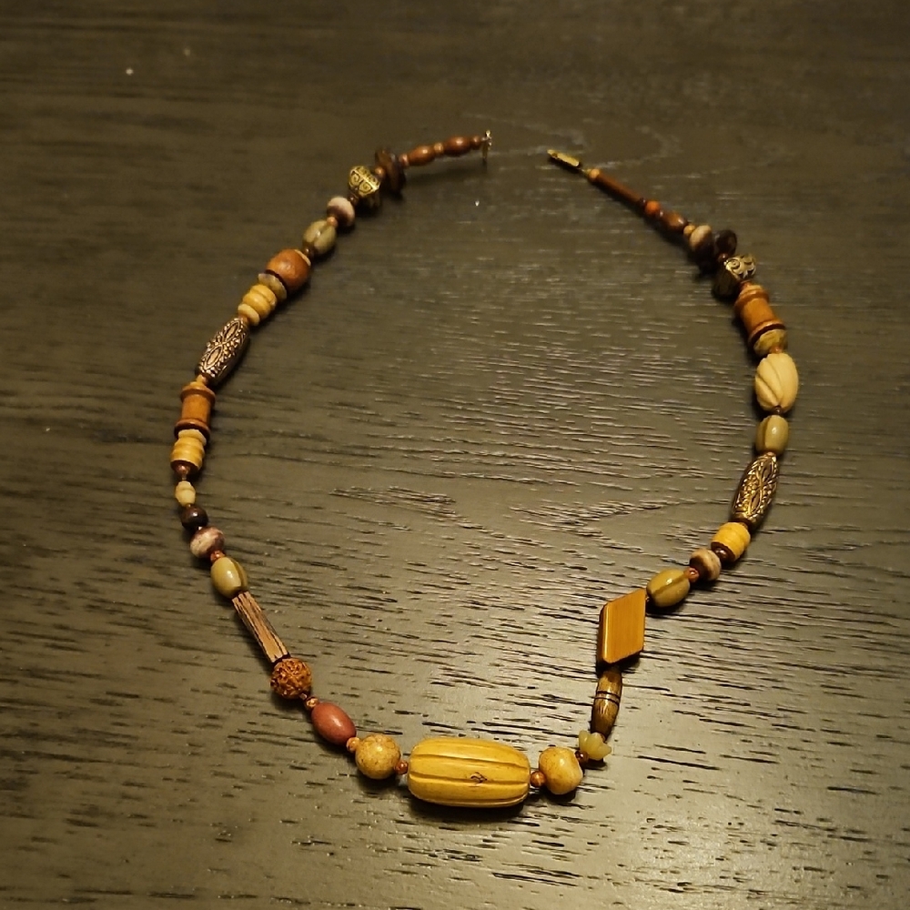 Handcrafted Beaded Necklace in Earth Tones